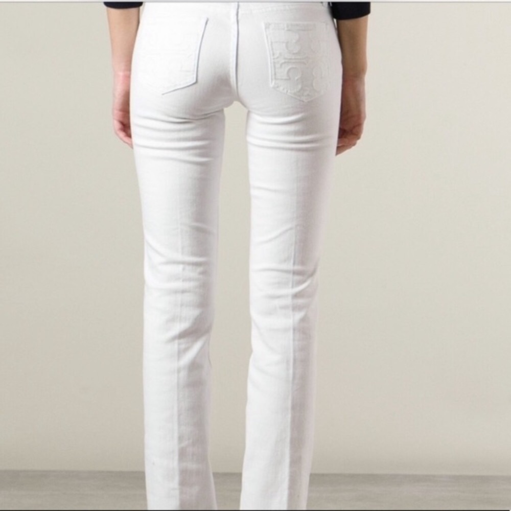 Tory Burch Classic Boot White Jeans 25 (E1) - Picture 2 of 16